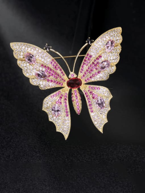 Luxu Brass Cubic Zirconia Butterfly Statement Brooch 0