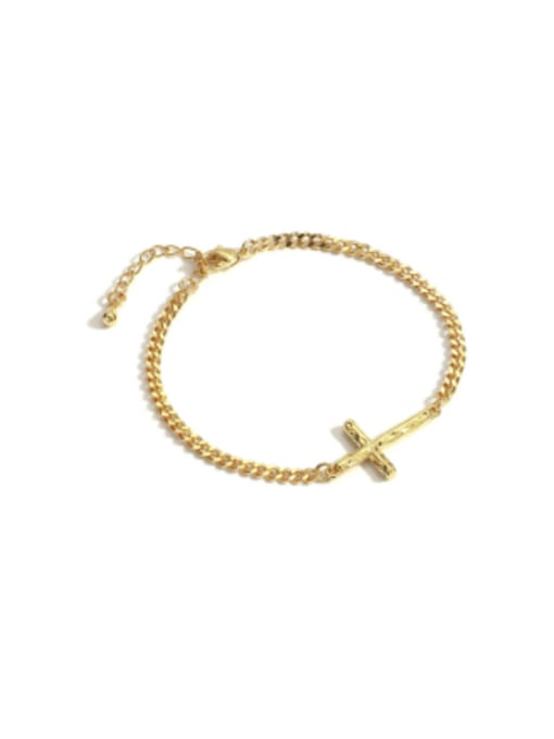 18K gold Brass Cross Minimalist Link Bracelet