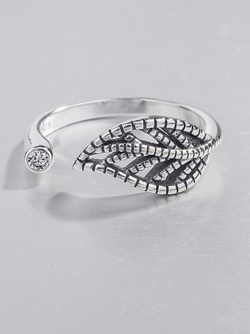 HAHN 925 Sterling Silver Tree Vintage Hollow Leaf Band Ring 3
