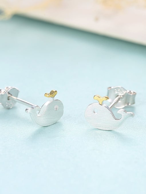 CCUI 925 Sterling Silver Dolphin Minimalist Stud Earring 3