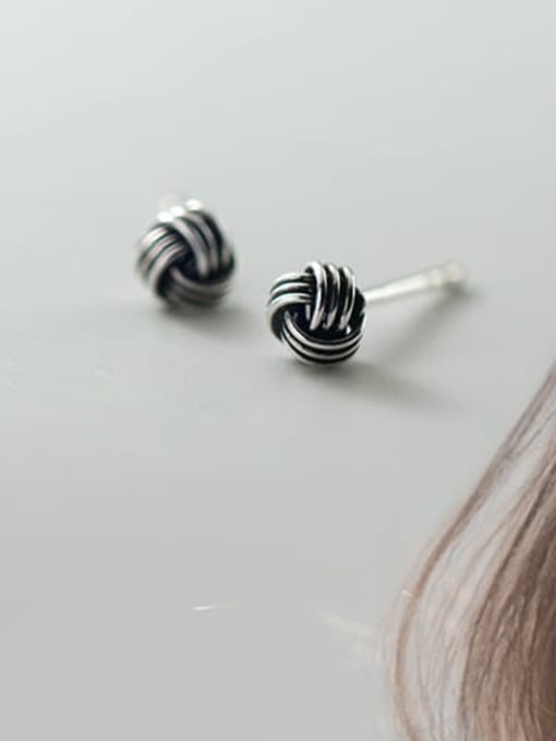 Thai Silver 5mm 925 Sterling Silver Ball Vintage Stud Earring