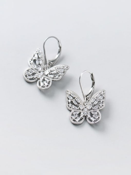 Rosh 925 Sterling Silver Cubic Zirconia Butterfly Dainty Huggie Earring 0