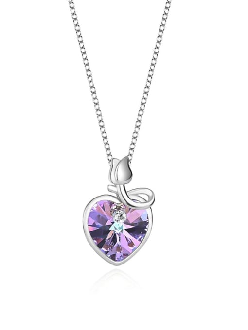 JYXZ 020 (gradual purple) 925 Sterling Silver Austrian Crystal Heart Classic Necklace