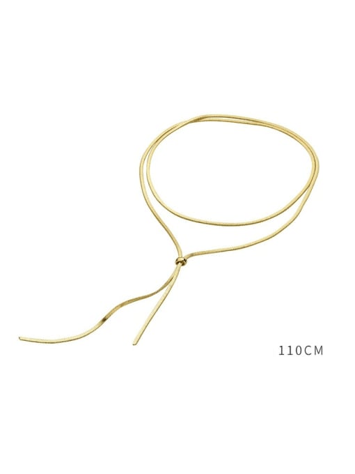 18K gold Titanium Steel Snake Chain Minimalist Tassel Necklace