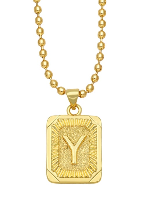 Y Brass Letter Vintage Geometry Pendant Necklace