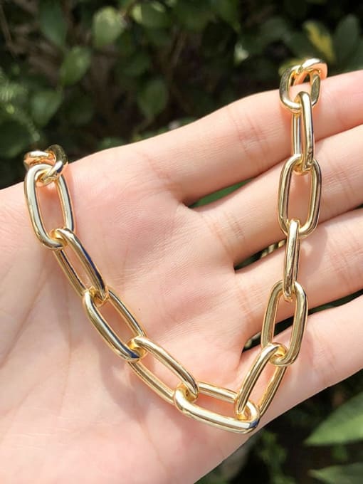 ROSS Brass Hollow Geometric Chain Minimalist Necklace 3