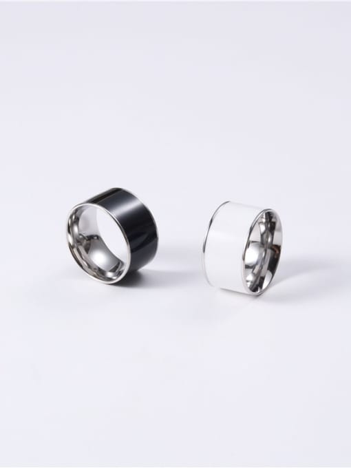 GROSE Titanium Ceramic White Round Minimalist Band Ring 2