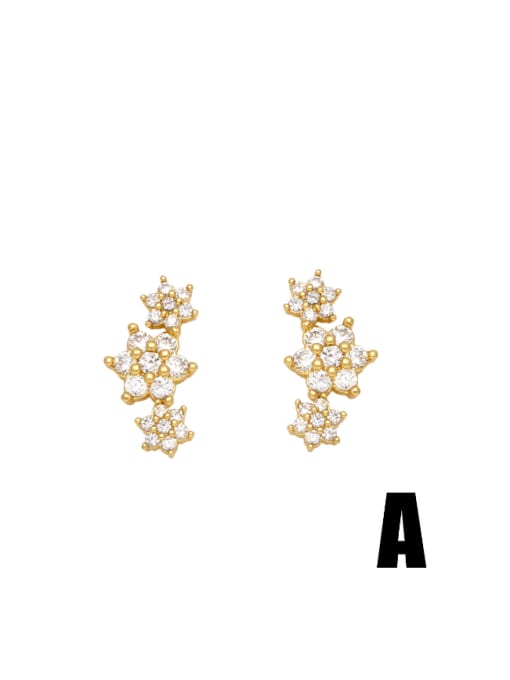 CC Brass Cubic Zirconia Star Dainty Stud Earring 1