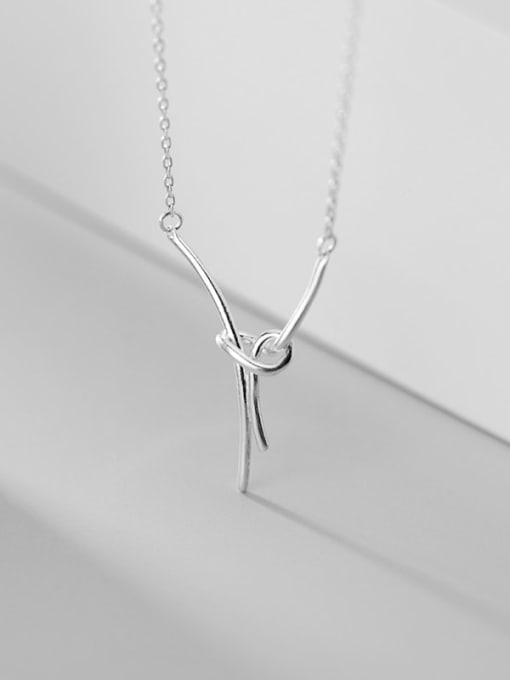 Rosh 925 sterling silver simple fashion Knot Pendant Necklace 2