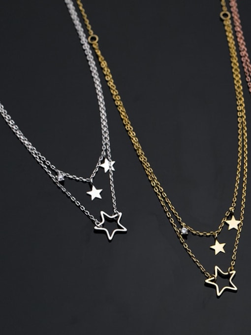 Rosh 925 Sterling Silver Star Minimalist Multi Strand Necklace