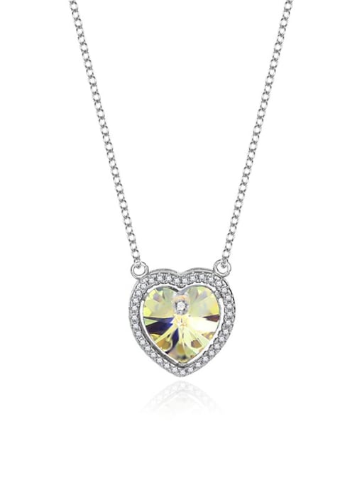 JYXZ 004 (gradient gold) 925 Sterling Silver Austrian Crystal Heart Classic Necklace