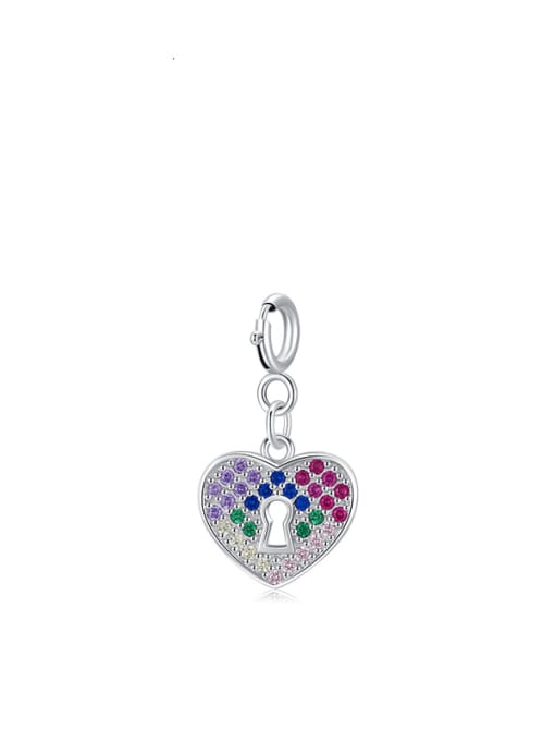 silver 925 Sterling Silver Cubic Zirconia Minimalist Heart  Pendant