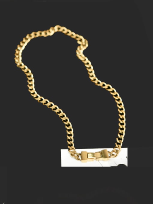 A TEEM Titanium Steel Geometric Vintage Hollow Chain Necklace 0