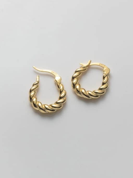 Gold 925 Sterling Silver Twist   Geometric Minimalist Huggie Earring