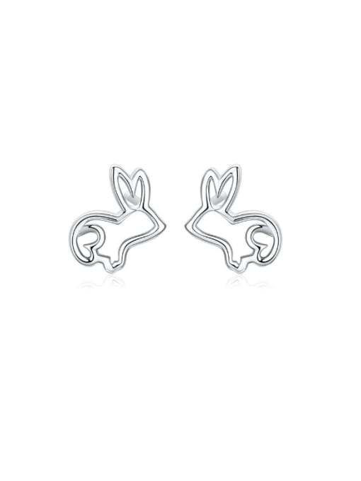 Jare 925 Sterling Silver Hollow  Rabbit Cute Stud Earring 0