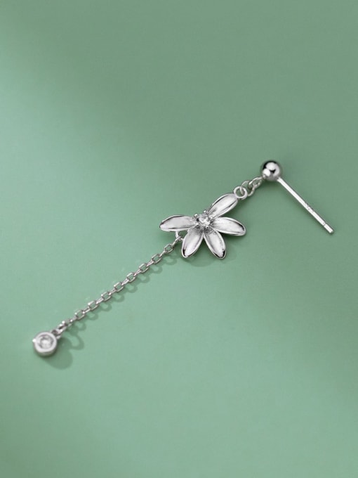 Rosh 925 Sterling Silver Asymmetrical Flower Cute Drop Earring 3