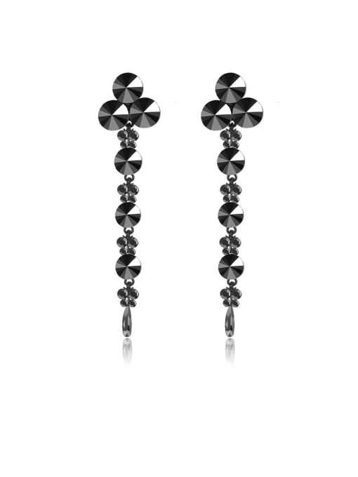 black Fashion Metal Rhinestone Black Water Drop Vintage Chandelier Earring