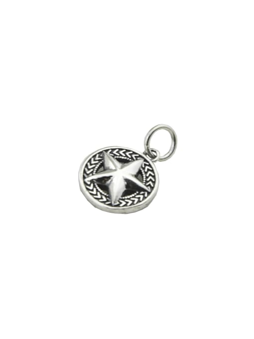 SHUI Vintage Sterling Silver With Minimalist Vintage Round Pentagram  Pendant Diy Accessories 0