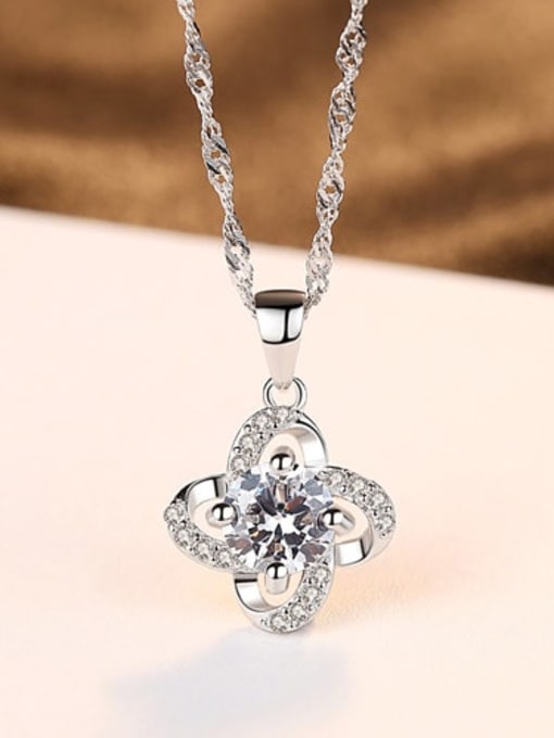 Clover Necklace - 925 Silver - Zircon
