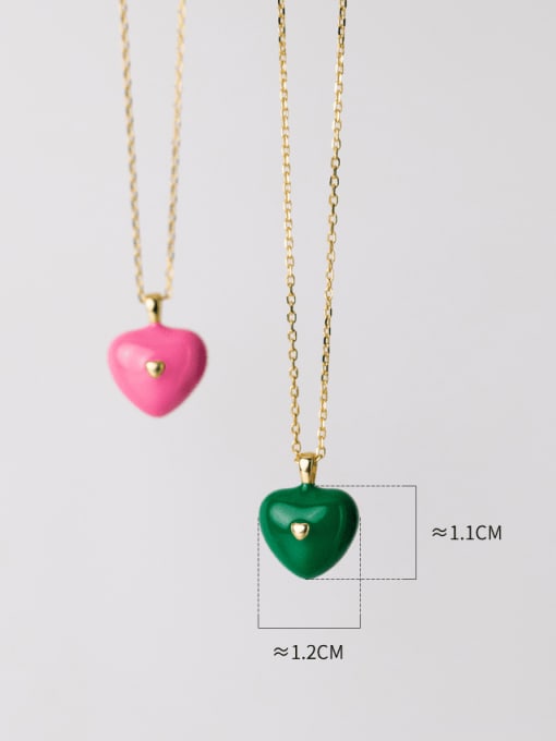 Rosh 925 Sterling Silver Enamel Heart Minimalist Necklace 4