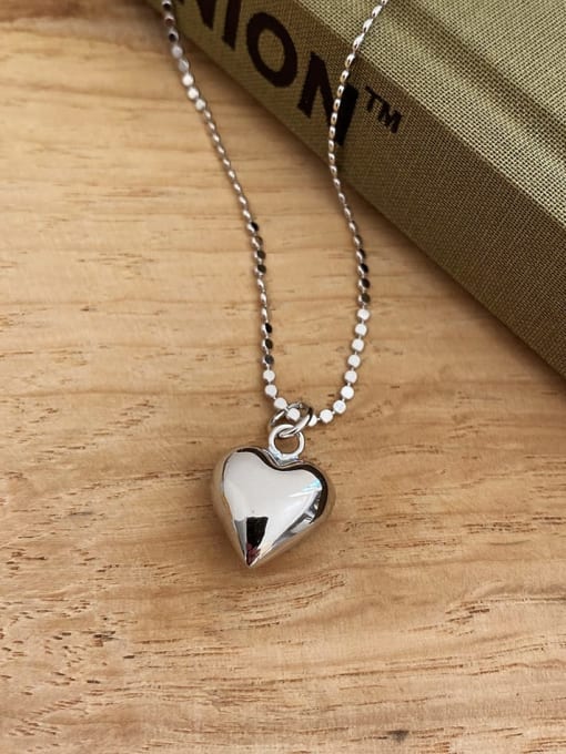 Boomer Cat 925 Sterling Silver smooth Heart Minimalist Necklace 0