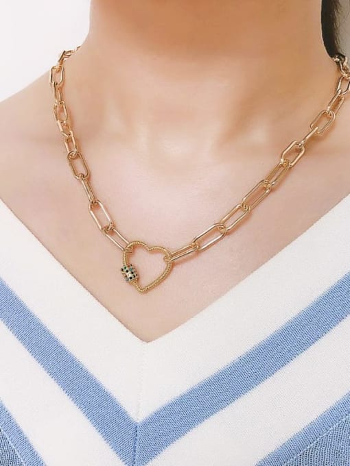 CC Brass Cubic Zirconia Heart Vintage pendant Necklace 2