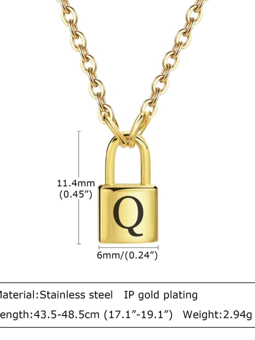 Q letter 43.5 +5CM Stainless steel Letter Hip Hop Necklace