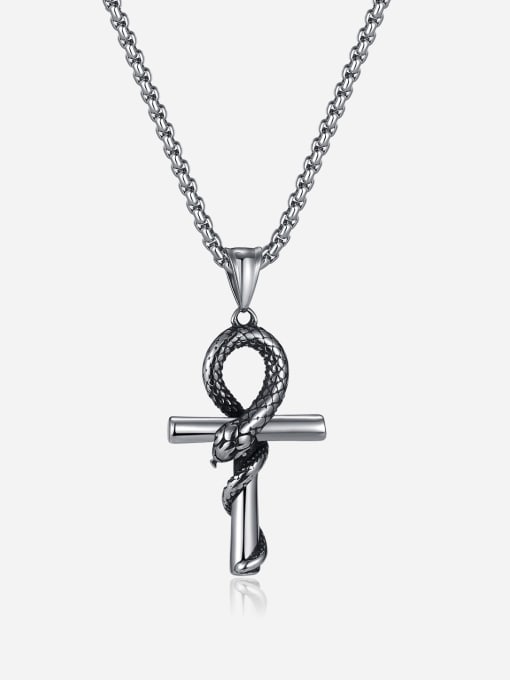 Open Sky Titanium Steel Cross Hip Hop Regligious Necklace
