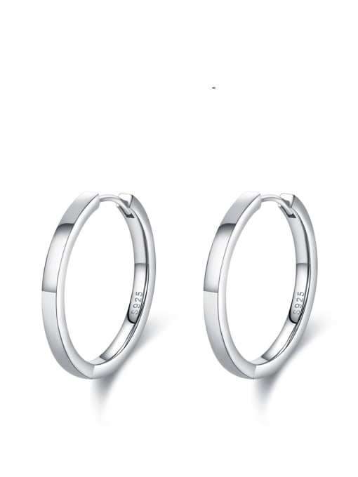 silvery 925 Sterling Silver Geometric Minimalist Hoop Earring