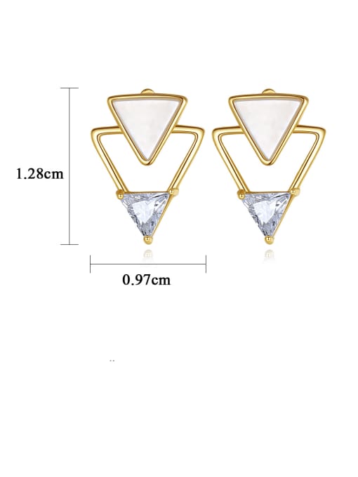 CCUI 925 Sterling Silver Shell Triangle Minimalist Stud Earring 3