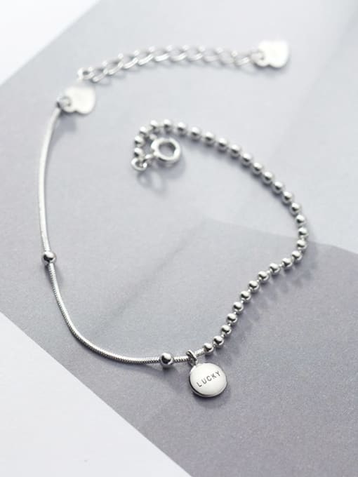 Rosh 925 Sterling Silver Bead Round Minimalist Beaded Bracelet