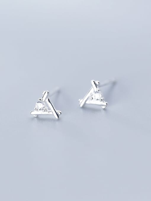 Rosh 925 Sterling Silver With Platinum Plated Minimalist Triangle Stud Earrings 1