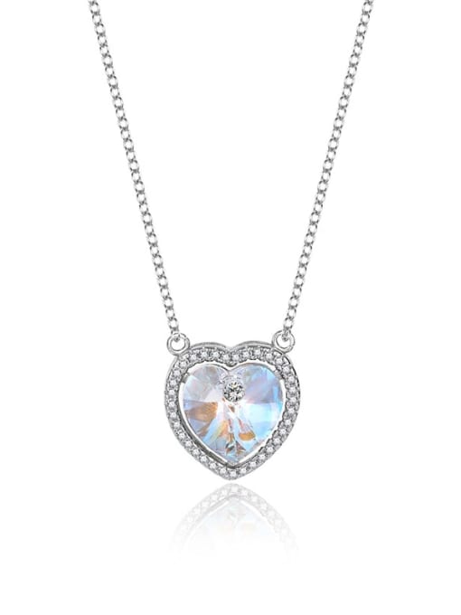 JYXZ 004 (gradient white) 925 Sterling Silver Austrian Crystal Heart Classic Necklace
