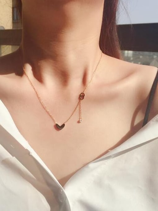 A TEEM Titanium Heart Dainty Initials Necklace