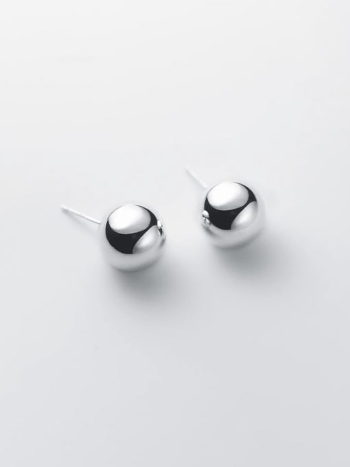 Silver 12mm 925 Sterling Silver Round Minimalist Stud Earring