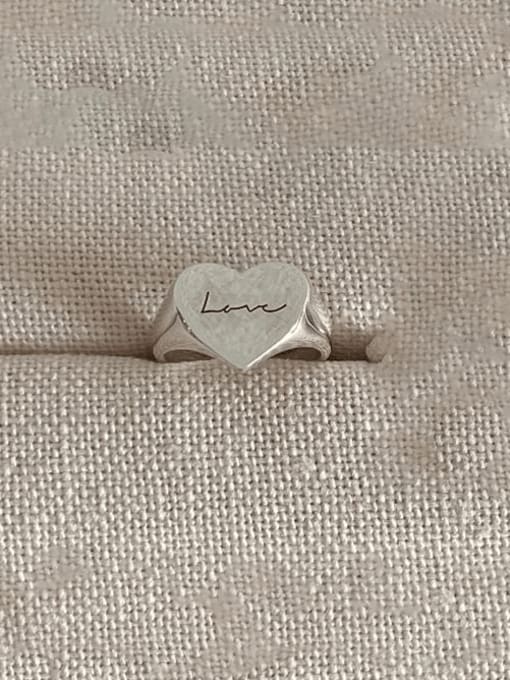 Boomer Cat 925 Sterling Silver Heart Vintage Band Ring 2