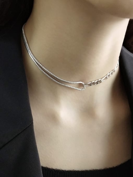 Boomer Cat 925 Sterling Silver Cubic Zirconia Trend Choker Necklace 1