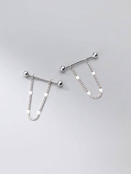 silver 925 Sterling Silver Tassel Minimalist Drop Earring