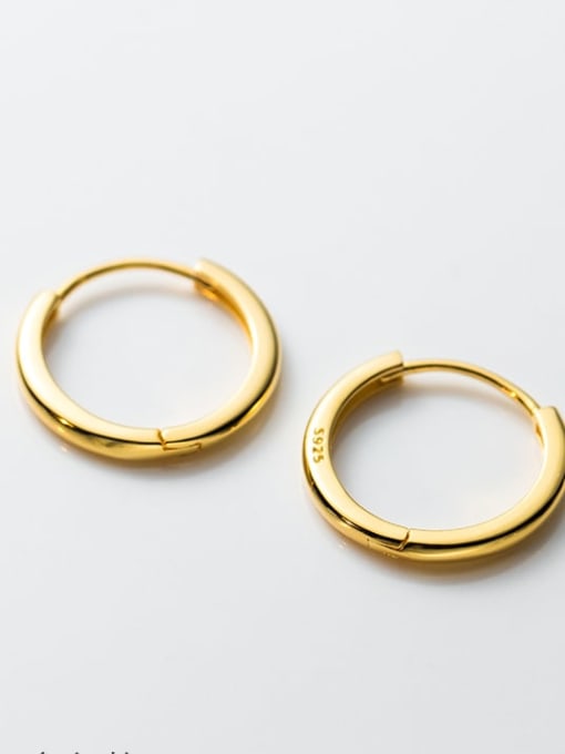 Gold 18MM 925 Sterling Silver Geometric Minimalist Huggie Earring