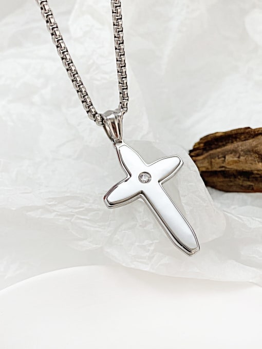 Open Sky Titanium Steel Cross Minimalist Regligious Necklace 3
