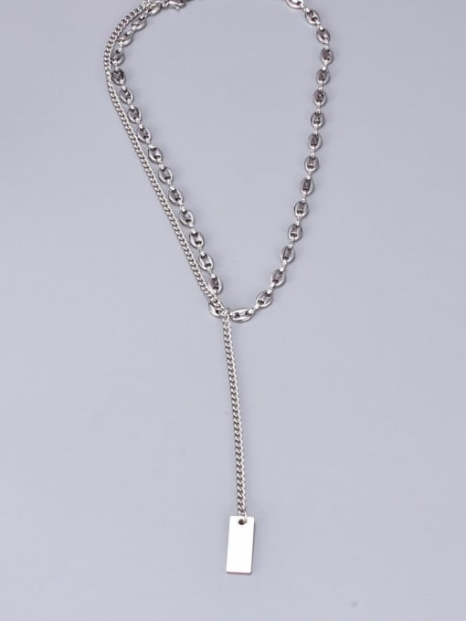 A TEEM Titanium Geometric  Tassel Minimalist Lariat Necklace 0