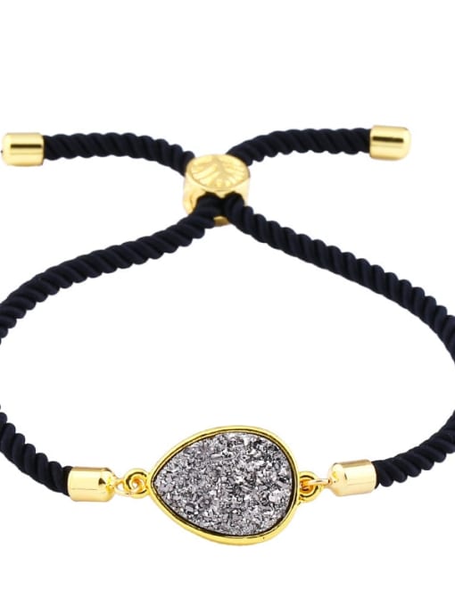 Black rope grey Leather Geometric Minimalist Adjustable Bracelet