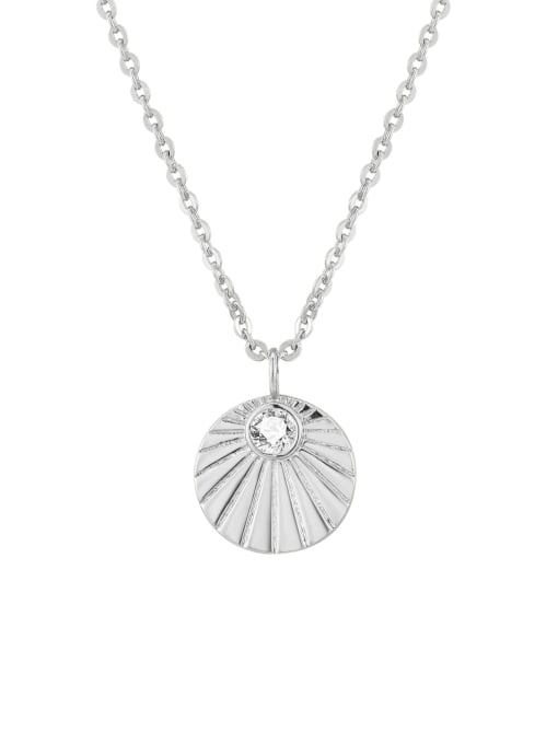 White gold diamond fan-shaped necklace 925 Sterling Silver Geometric Minimalist Necklace