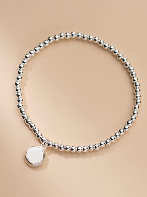 Rosh 925 Sterling Silver Smooth Bead Geometric Minimalist Beaded Bracelet 2