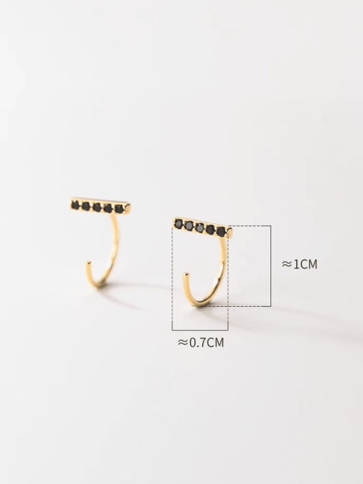 Rosh 925 Sterling Silver Cubic Zirconia Geometric Minimalist Hook Earring 3