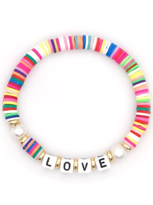 Roxi Stainless steel Freshwater Pearl Multi Color Polymer Clay Letter Bohemia Stretch Bracelet 2