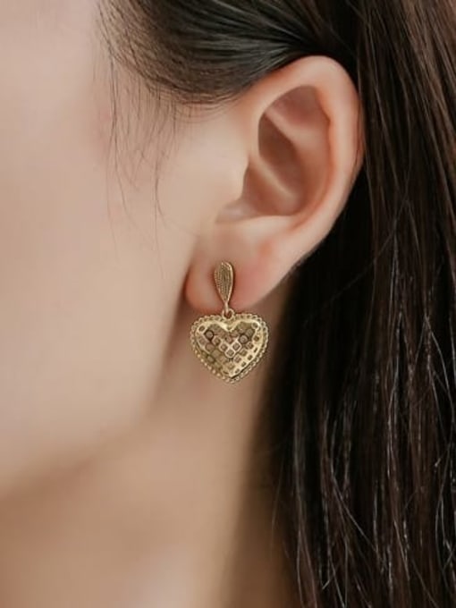 Heart Shaped Earrings Copper  Minimalist Hollow Heart Earring and Necklace Set