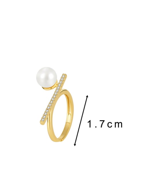 CHARME Brass Imitation Pearl Geometric Minimalist Band Ring 1