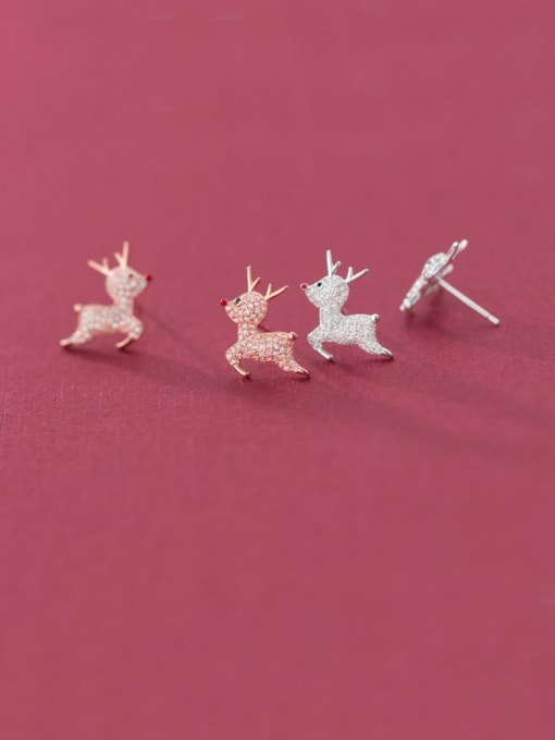 Rosh 925 Sterling Silver Cute Deer Christmas Ornaments   Stud Earrings 0