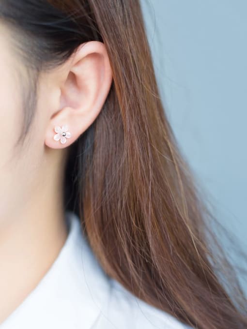Rosh 925 Sterling Silver Shell  Minimalist  Pink Peach Earrings Two Ways Of Wearing Stud Earring 1